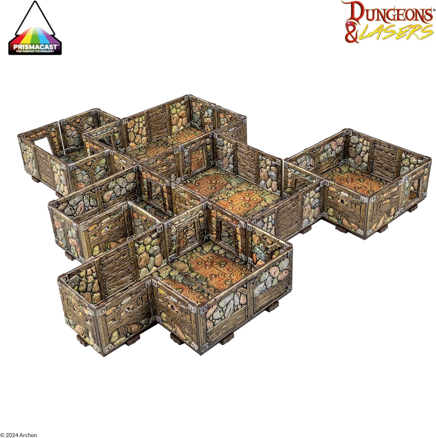 Dungeons & Lasers Prepainted Terrain Sets for DND and Tabletop RPG Games - 5E Compatible with 28mm-32mm Scale Miniatures - Modular Design for Fast Assembly (Abandoned Mines)