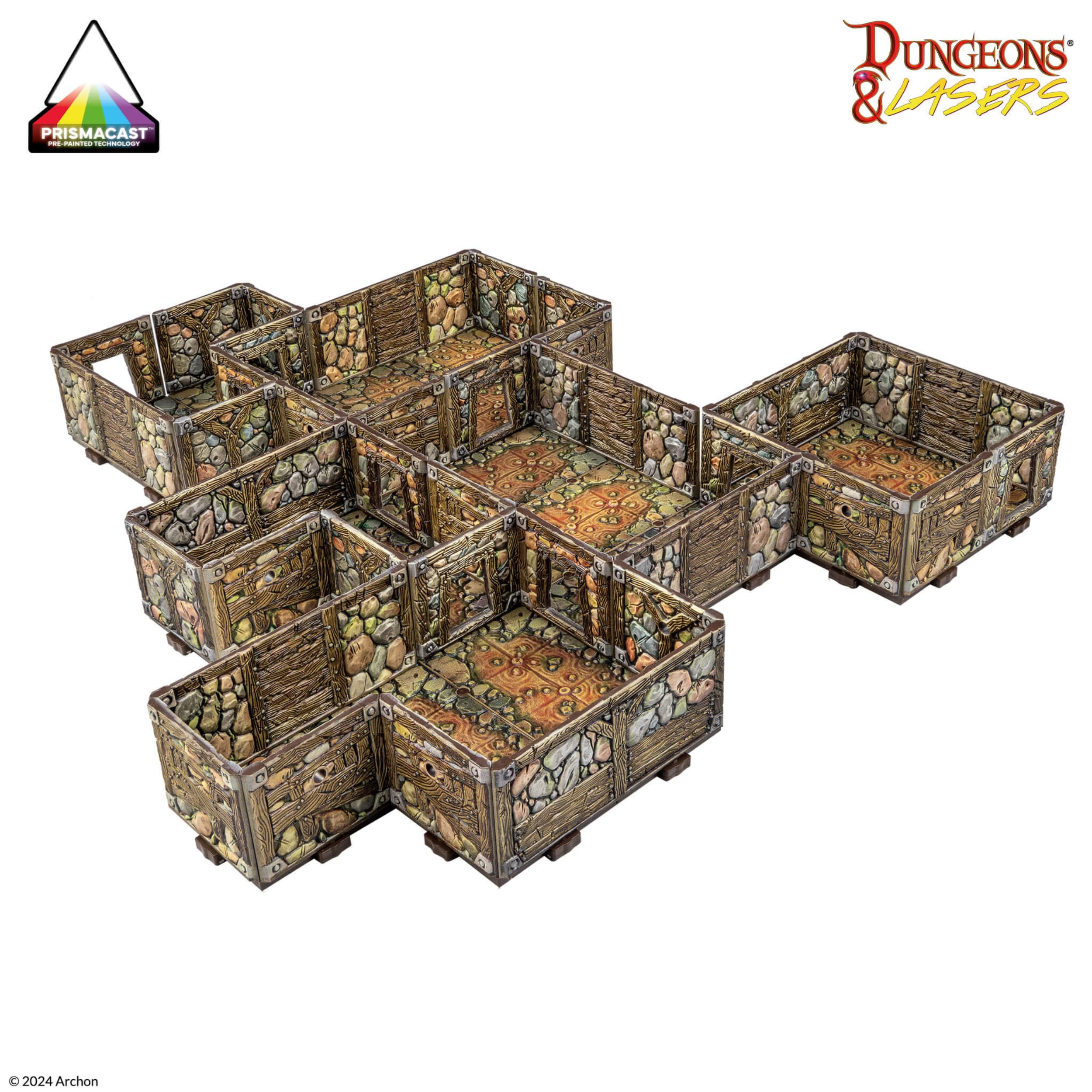Dungeons & Lasers Set di terreno preverniciato per giochi di ruolo DND e da tavolo, compatibile con miniature in scala da 28 mm-32 mm, design modulare per un montaggio rapido (miniere abbandonate)