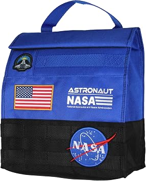 NASA Roll Top Lunch Box - Space Astronaut Meatball Logo Insulated Food Tote Carry Bag With Embroidered Patch Details 10"