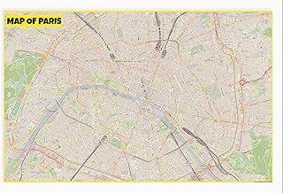 24x36 - Map of Paris with Neighborhoods, Streets, Roads, Highways and Parks - Laminated Wall Map Poster Print - Vivid Imagery with Bright Colors