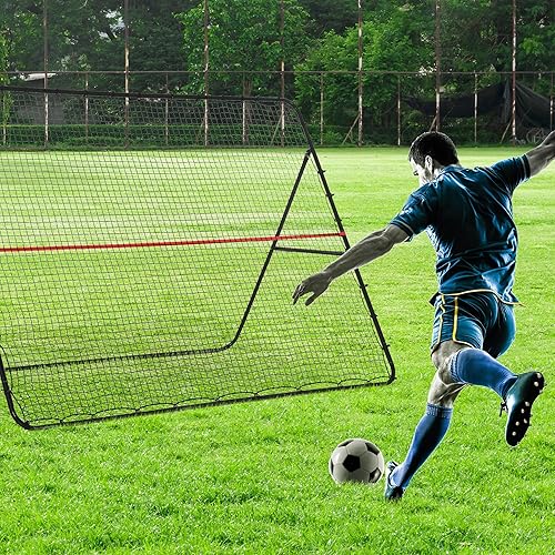 Miniatura 2 de Soozier Red de rebote de fútbol, ajustable y plegable, red de rebote para entrenamiento multideportivo, objetivo para práctica y entrenamiento de