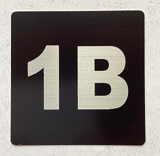 Apartment number 1B sign - UNIT NUMBER 1 SIGN/SUITE 1B SIGN (BLACK, SIZE 4x4 inch, DOUBLE SIDED TAPE) -Broadway Line
