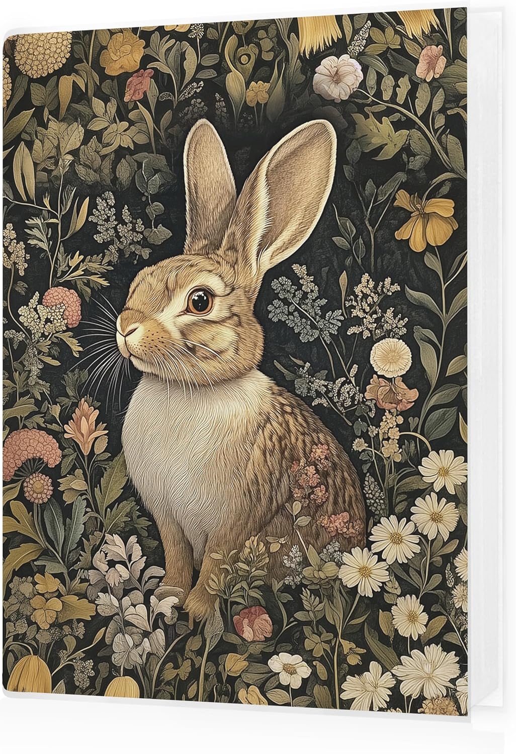 Bunny Photo Album 4x6, Bunny Lovers Gifts, William Morris Inspired Dark Floral Rabbit 18 Pockets Small Picture Memory Photo Album for Family Baby Anniversary Graduation Travel