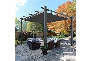 13x10ft Aluminum Garden Treasures Gazebo Pergola with Retractable Canopy