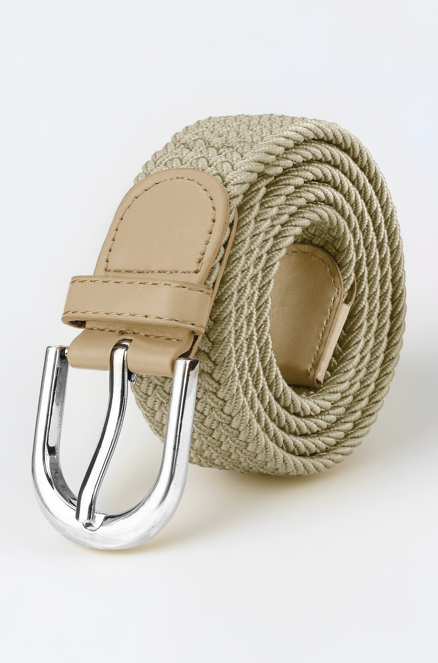 Braided Stretchable Belt for Men | Fits up to 40 Waist size (BEIGE SCB30)