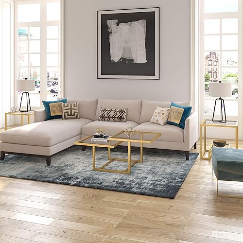 Miniatura 13 de Henn&Hart Mesa de centro cuadrada de 43 pulgadas de ancho en latón, mesas de centro modernas para sala de estar, artículos esenciales para