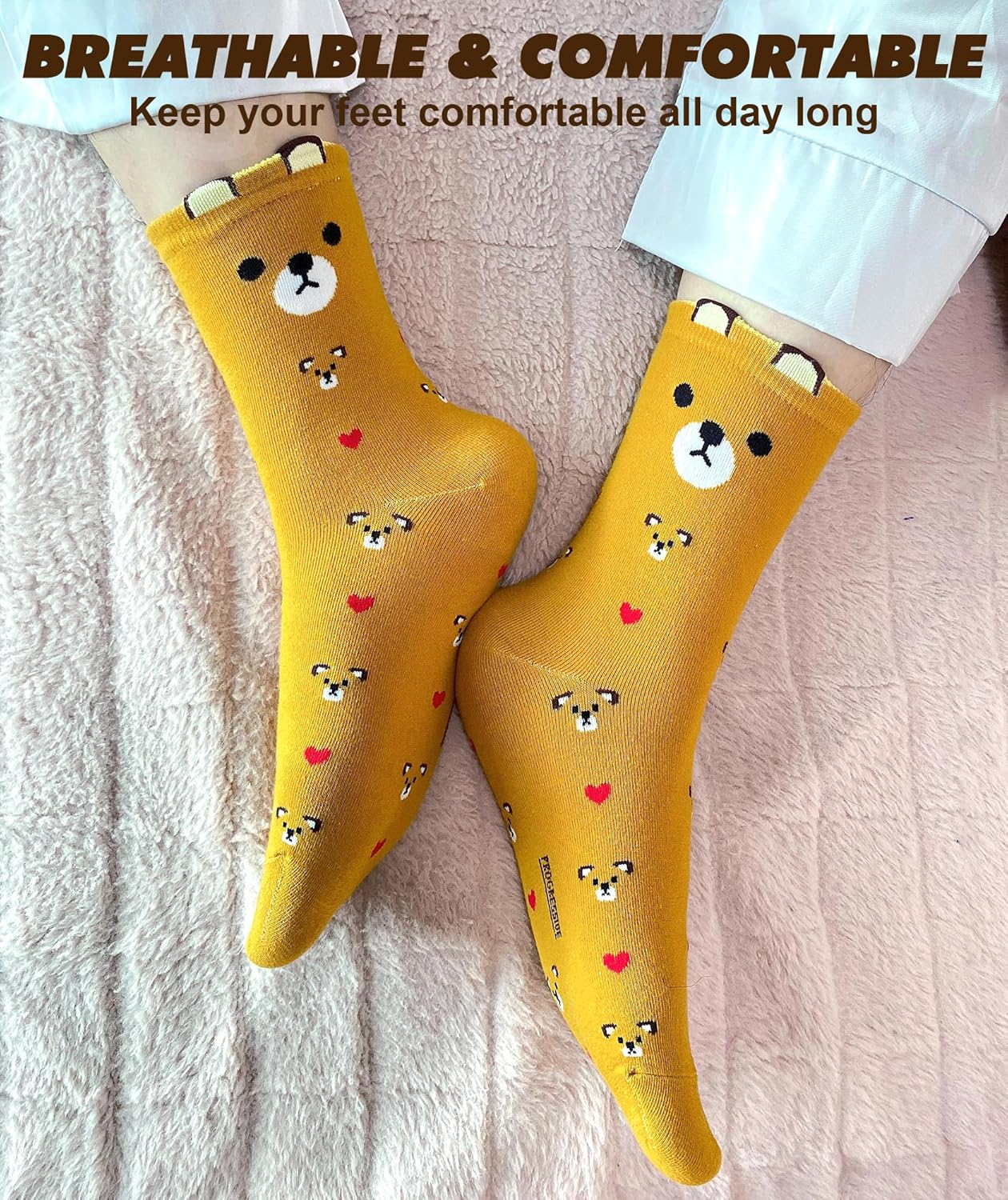 IIG Women's Funny Crew Socks Novelty Cute Patterned Socks 5 Pairs Gifts for Girls - Image 4