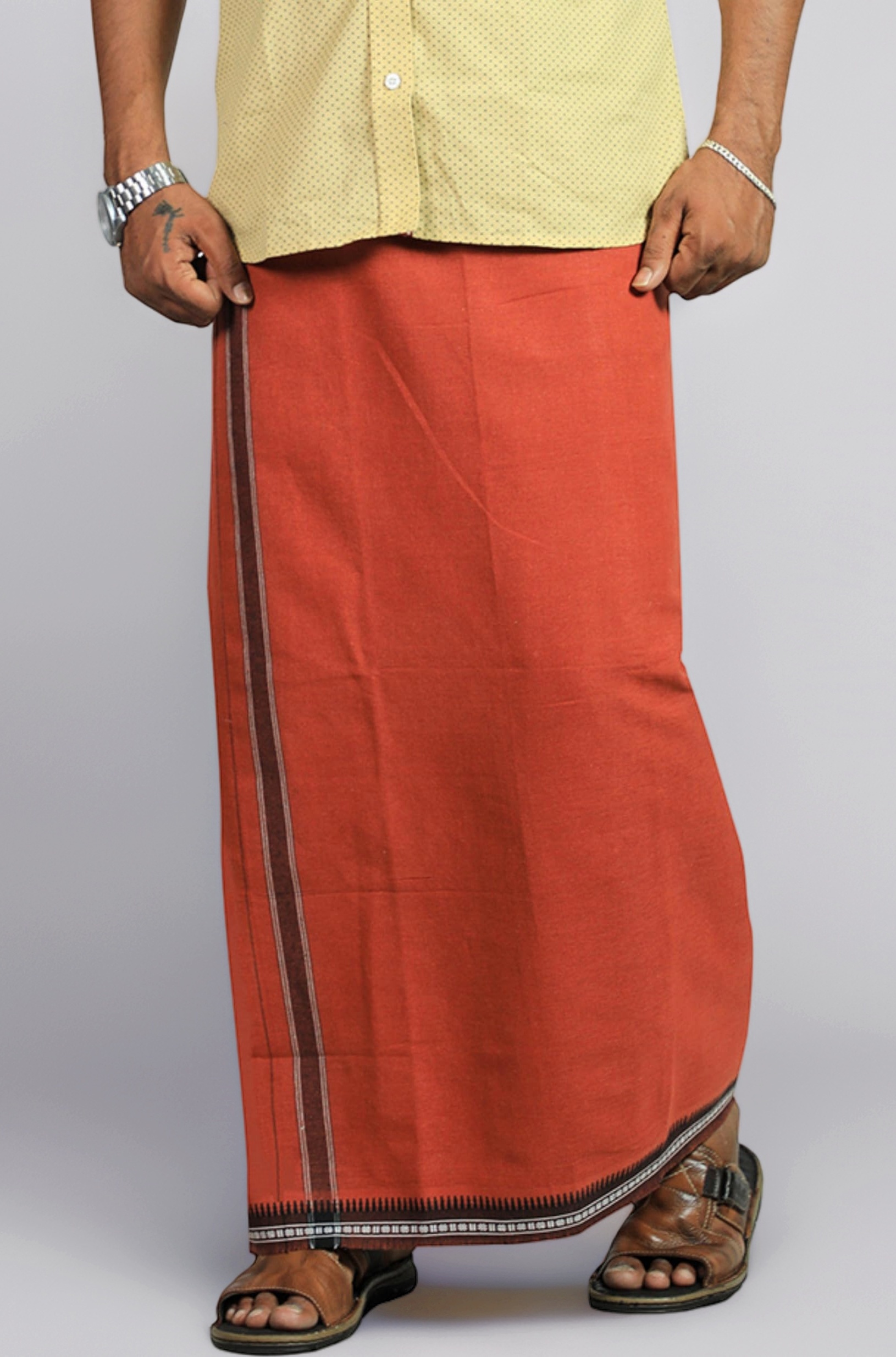 Mens Cotton Single Colour Casual Style Thalapathi Border Dhoties For Mens/Fine Quality Single Dhoties For Men's