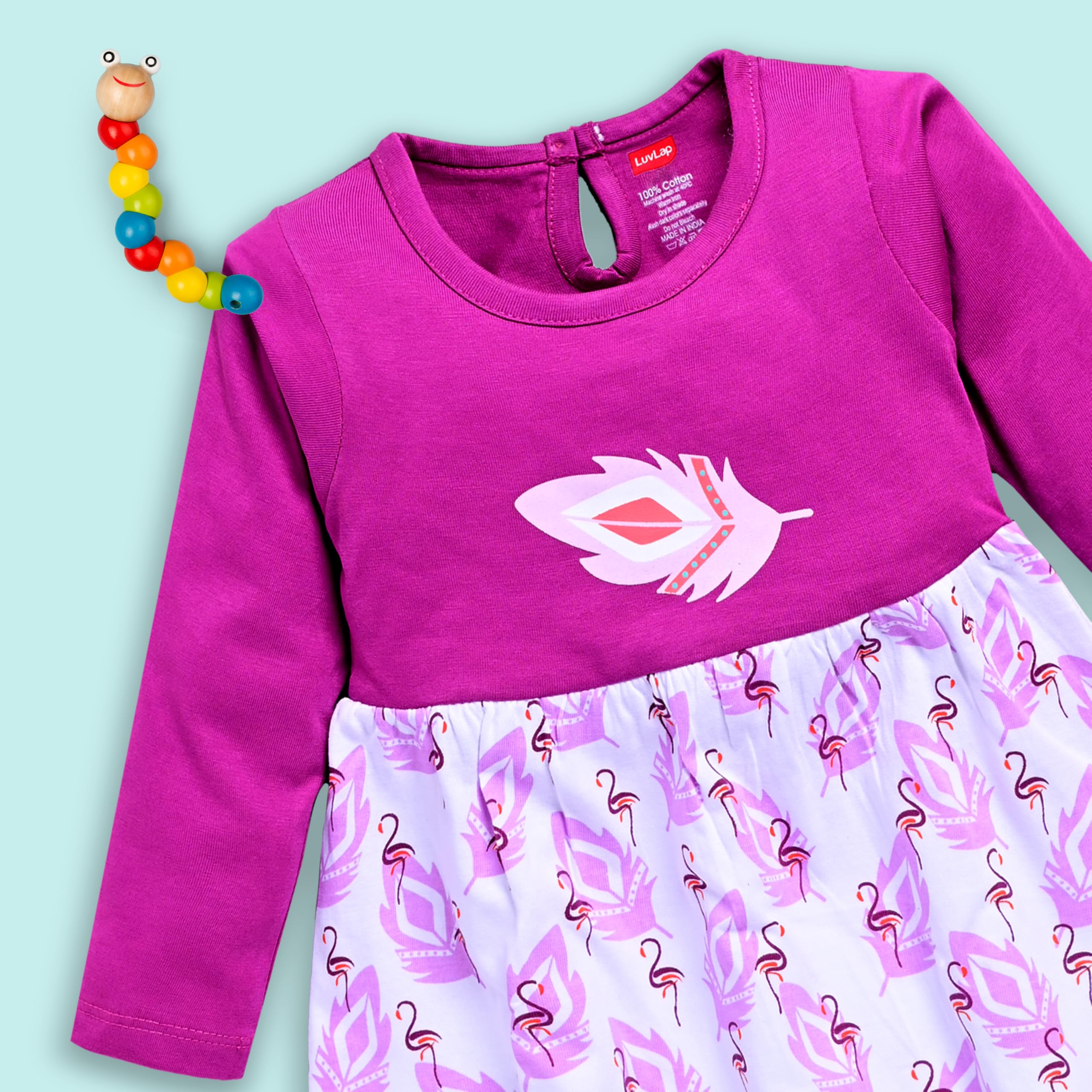 Luvlap Girl's Cotton A-Line Knee-Length F/S Frock (LLAMZGR0140_Multicilour 4_18 to 24 Months, Size XXL) - Image 7 thumbnail