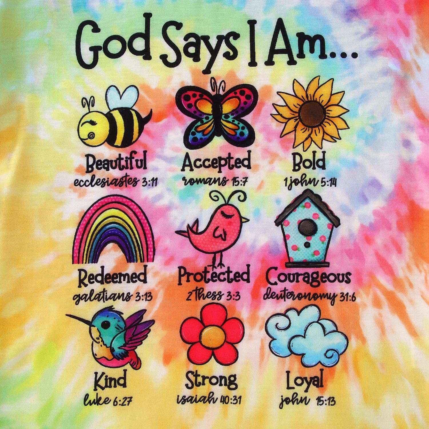 Ritatte God Says I Am Bee Shirt Toddler Girls Christian Bible Verse T-Shirt Religious Tee Inspirational Tie Dye Tops - Image 7