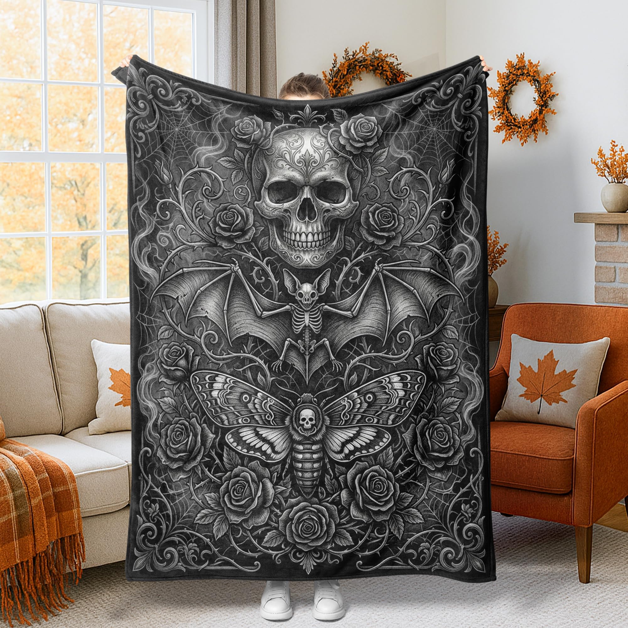 Couverture chauve-souris gothique contre le froid légère pour lit canapé