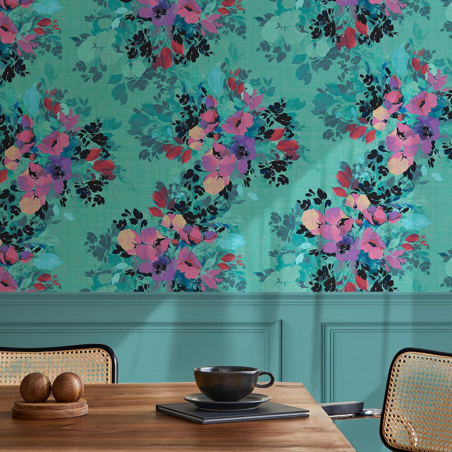 Nicole Miller New York Botanic Teal Peel & Stick Wallpaper