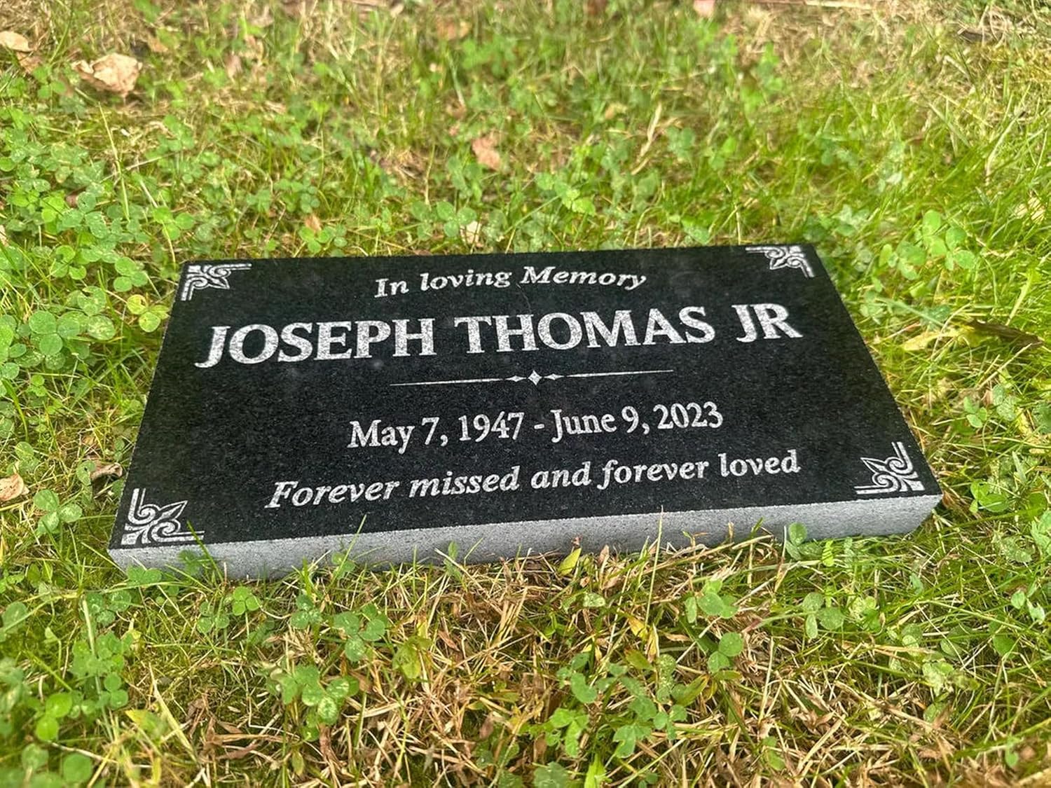 Memorial Stone for Mom Dad, Personalized in Loving Memory Headstone, Loved Ones Memorial Plaque, Customized Engraved Thick Granite (Design 1, 12"x6"x0.50")