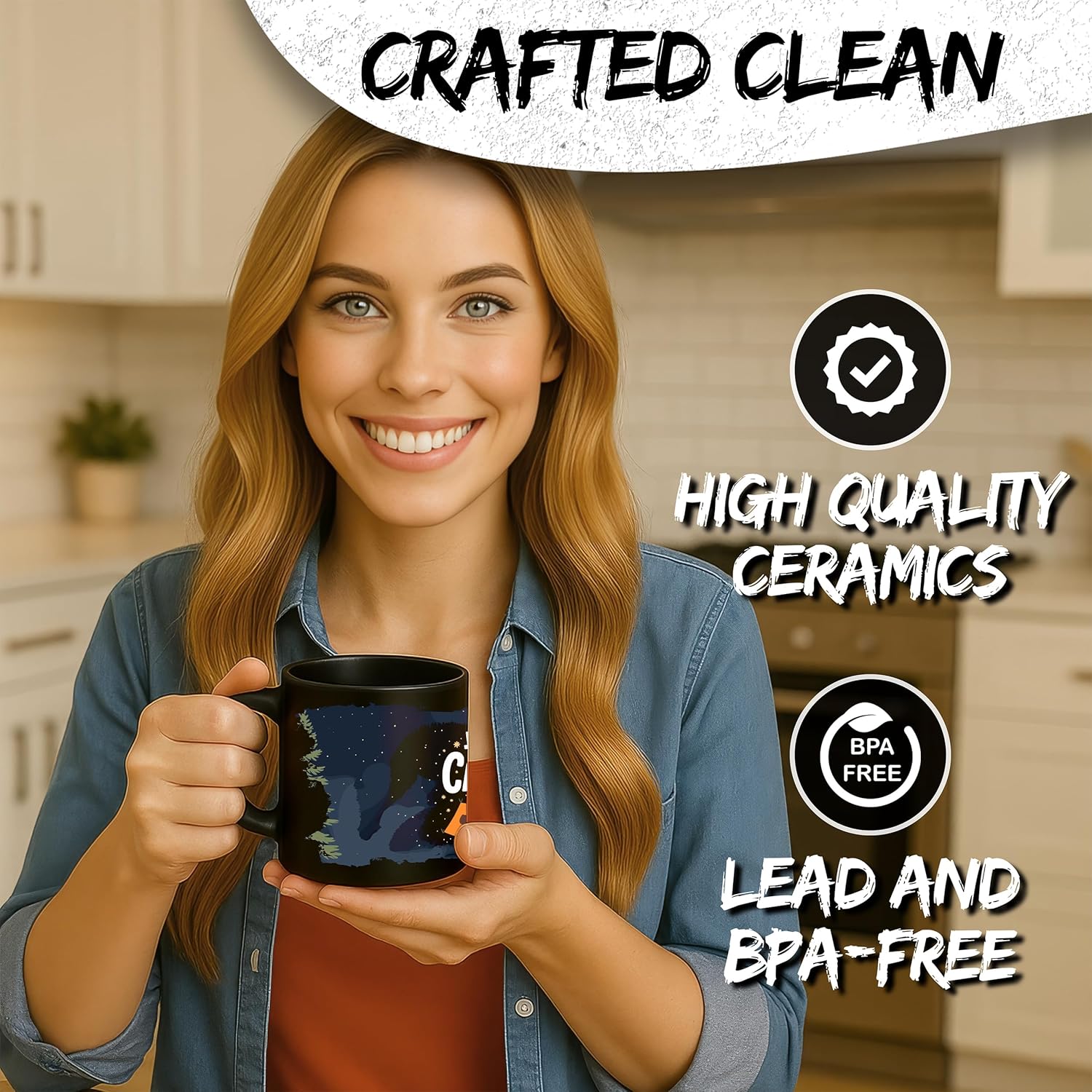 Happy Camper Ceramic Coffee Mug 11oz Outdoor Adventure Camping - Tea Coffee Mug with Comfortable Grip - Unique Fun Gift Cup for Office or Home - Vibrant Long-Lasting Print ID45211 - Image 5