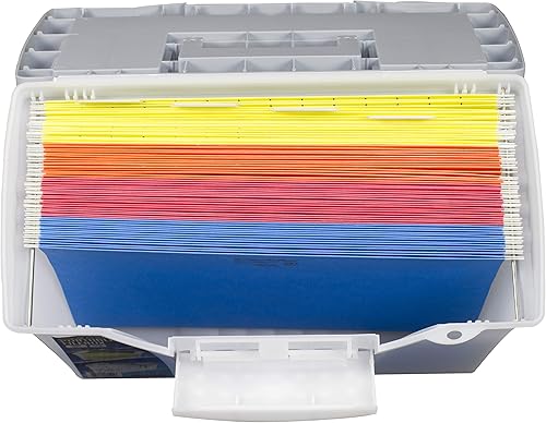 Miniatura 7 de Storex Caja de archivos portátil con tapa organizadora, 17.13 x 9.63 x 11 pulgadas, esmeriladaplateada (61511A01C)