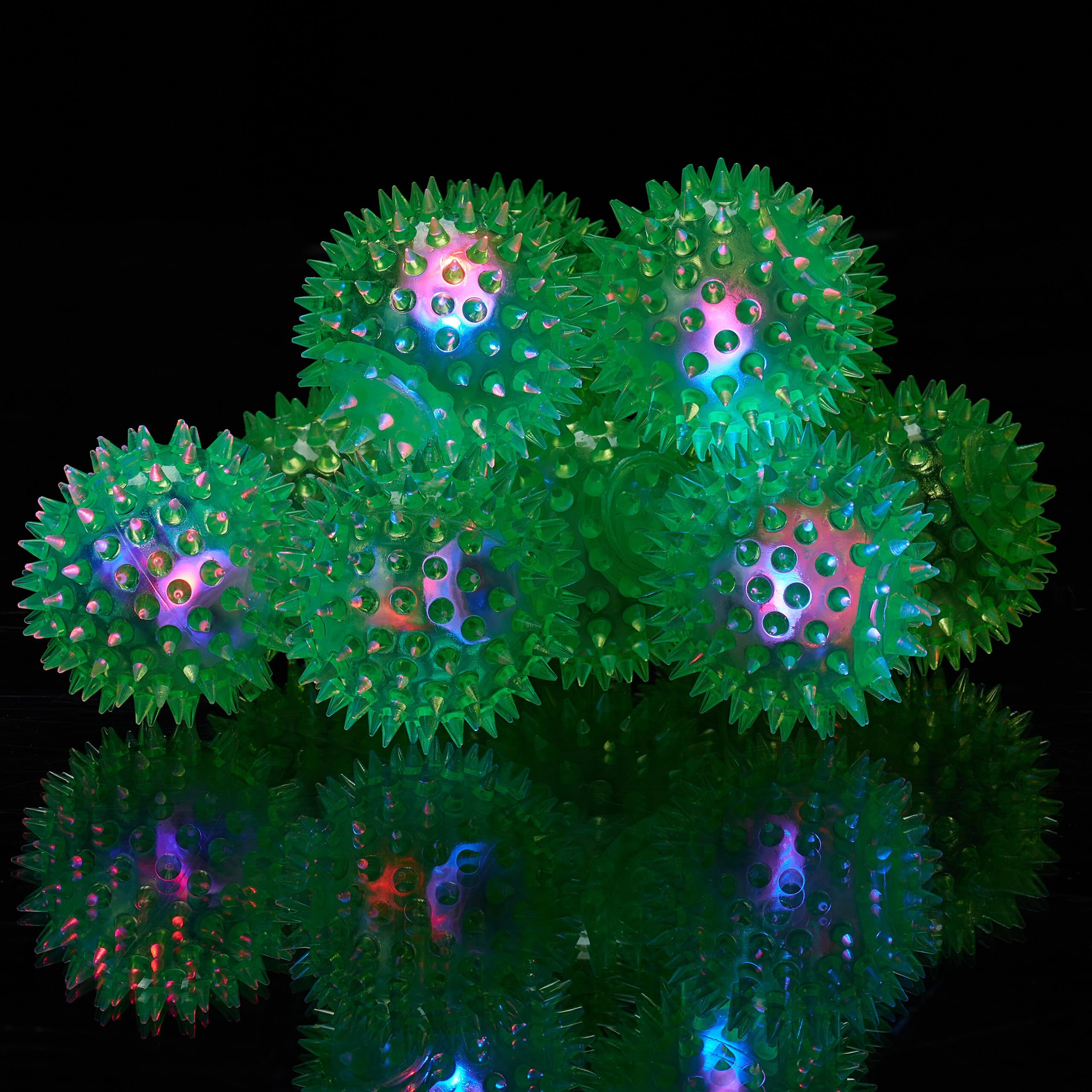 Lot De 12 Balles Rebondissantes LED Clignotantes Avec Picots - Jouet Enfant Multicolore Diamètre 6,5 Cm