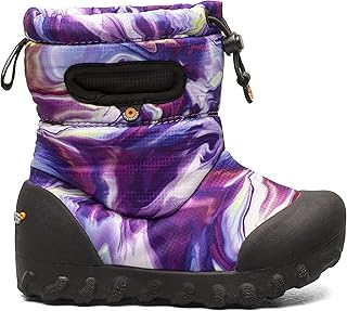 Kids B Moc Snow Boot, Oil Twist Print - Purple, Size 4 Big Kid