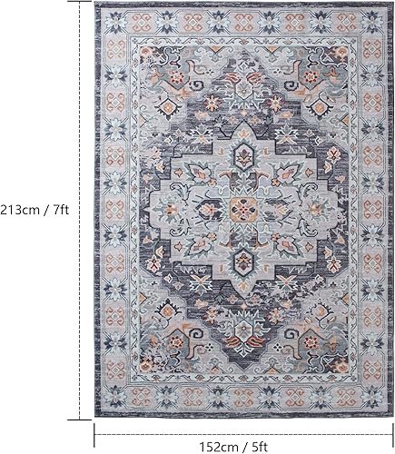 Miniatura 7 de Tapetes para puerta de interior de 2 x 3 pulgadas, pequeños, lavables, antideslizantes, estilo bohemio, tribal, vintage, estampado floral, medallón,