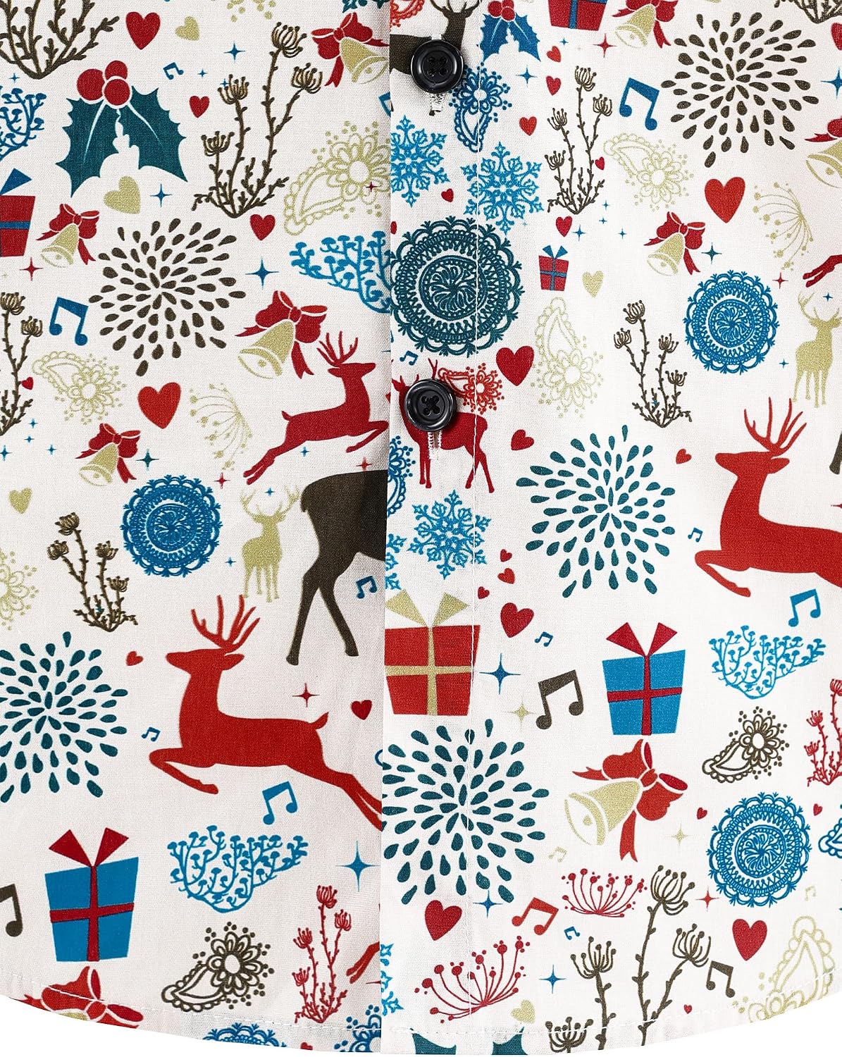 Men's Christmas Santa Claus Reindeer Long Sleeve Button Down Festival Party Shirt