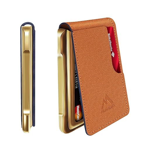 MURADIN Mens Wallet Tactical Bifold Wallets for Men Metal RFID Blocking Aluminum Money Cards Holder Gifts for Men (Crazy Horse)