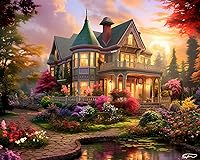 Vista 1 de Springbok Victorian Dream 500 Piece Jigsaw Puzzle for Adults - Dreamy Victorian House at Sunset - Unique Cut Pieces - Made in USA