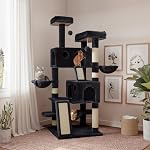 SHA CERLIN 65in Larger Cat Tree Tower Condo for Indoor Kitties/Multi-Level Furniture Activity Center with Wide Base/Cozy Plush Cat Perches/Baskets/Sisal Scratching Posts and Hammock/Beige