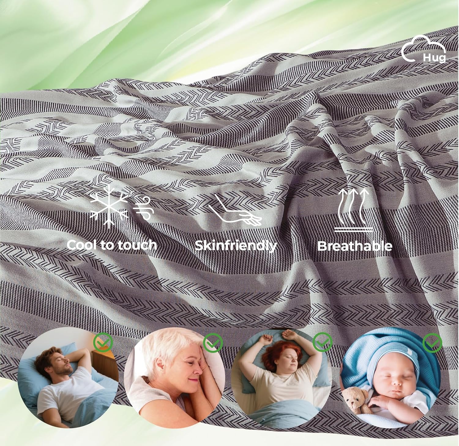 Cooling Throw Blanket for Couch 50x70 inches -70% Rayon Derived from Bamboo & 30% Cotton Breathable Blanket for Hot Sleepers，Lightweight and Soft，Navy，Large Throw Blankets for Summer - Image 4