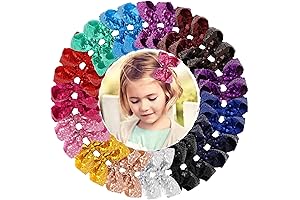 DED 30pcs Sparkly Hair Clips: 4 Inch Glitter Sequin Bows For Girls Of All Ages