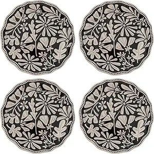 Karma, 8.75 inches Melamine Salad Plates Set of 4, Reusable Dishwasher Safe Plates for Outdoor and Indoor, Dusk Floral