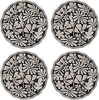 Karma Dusk Floral Melamine Salad Plates Set of 4 - 8.75" Dishwasher Safe Reusable Plates for Indoor Outdoor Dining