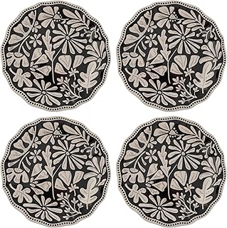 Karma, 8.75 inches Melamine Salad Plates Set of 4, Reusable Dishwasher Safe Plates for Outdoor and Indoor, Dusk Floral