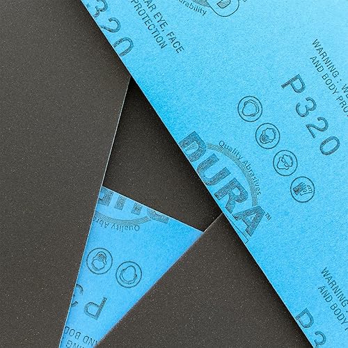 Miniatura 2 de Dura-Gold Hojas de papel de lija húmedo o seco de grano 320, 5-12 x 9 pulgadas, caja de 25 - lijado de corte fino, detalles, pulido automotriz,