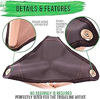 Vista 4 de US Art Supply - Taburete plegable de madera de tres patas con asiento de cuero