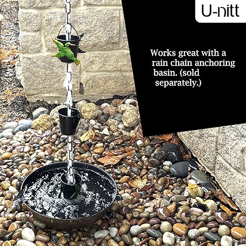 Miniatura 8 de U-nitt Cadena de lluvia para recolección de agua para canalones, recolector de agua de lluvia y desviador, cadenas de 8.5 pies para jardín exterior,