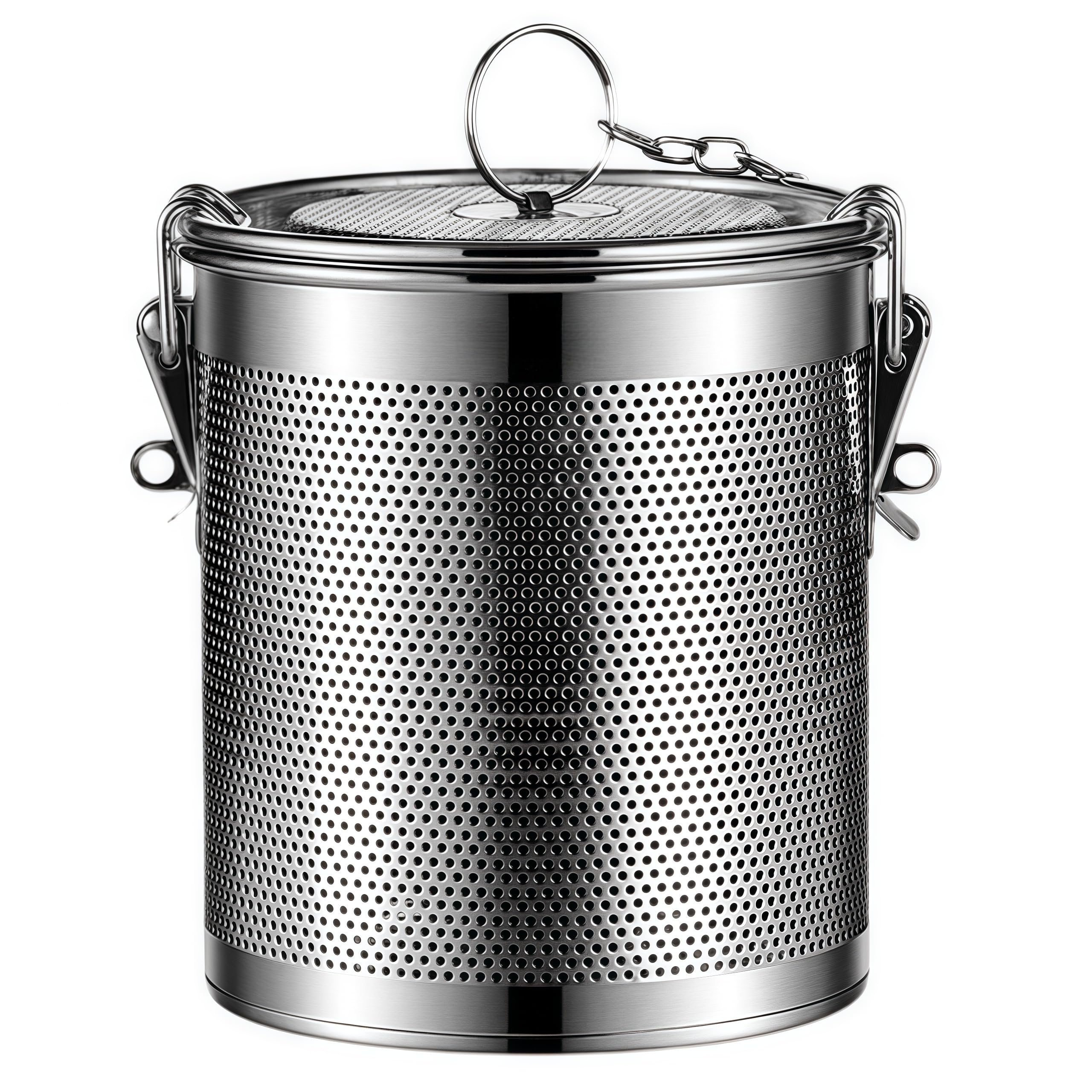 Viclaakesi Stainless Steel Tea Ball Strainer Soup Seasonings,Seperation Basket,Spice Filter,Seasoning Strainer Mesh Filter Extra Fine with Chain Hook-3.2L (16CM*16CM)