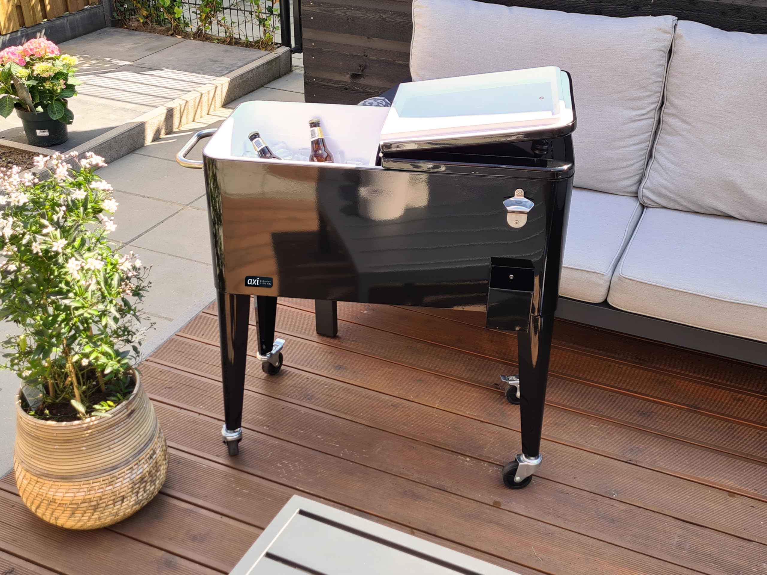 AXI Retro Cooler Noir | Réfrigérateur De Boissons Mobile pour L’Extérieur/Le Jardin | Glacière 76 Litre