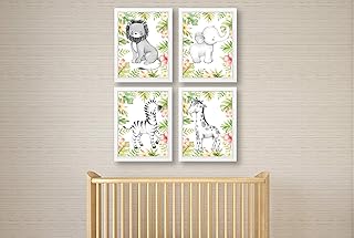 Nursery Decor - Safari Nursery Prints - Nursery Wall Picture - New Baby Print - Watercolour Jungle Animals Prints - Safari Animal Decor
