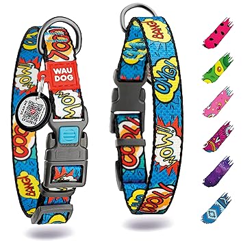 Dog Collars for Medium Dogs - Medium Dog Collar for Girl & Boy - Adjustable Dog Collar Medium - Nylon Dog Collars for Medium Dogs Female - Collar for Medium Dogs (Wow, 13 1/5