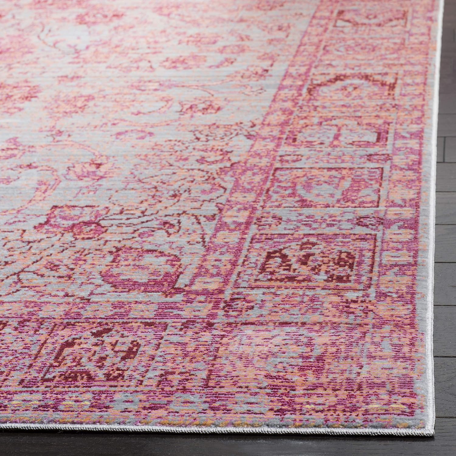 SAFAVIEH Valencia Collection Runner Rug - 2'3" x 6', Fuchsia & Multi, Boho Chic Distressed Design, Non-Shedding & Easy Care, Ideal for High Traffic Areas in Living Room, Bedroom (VAL103P)