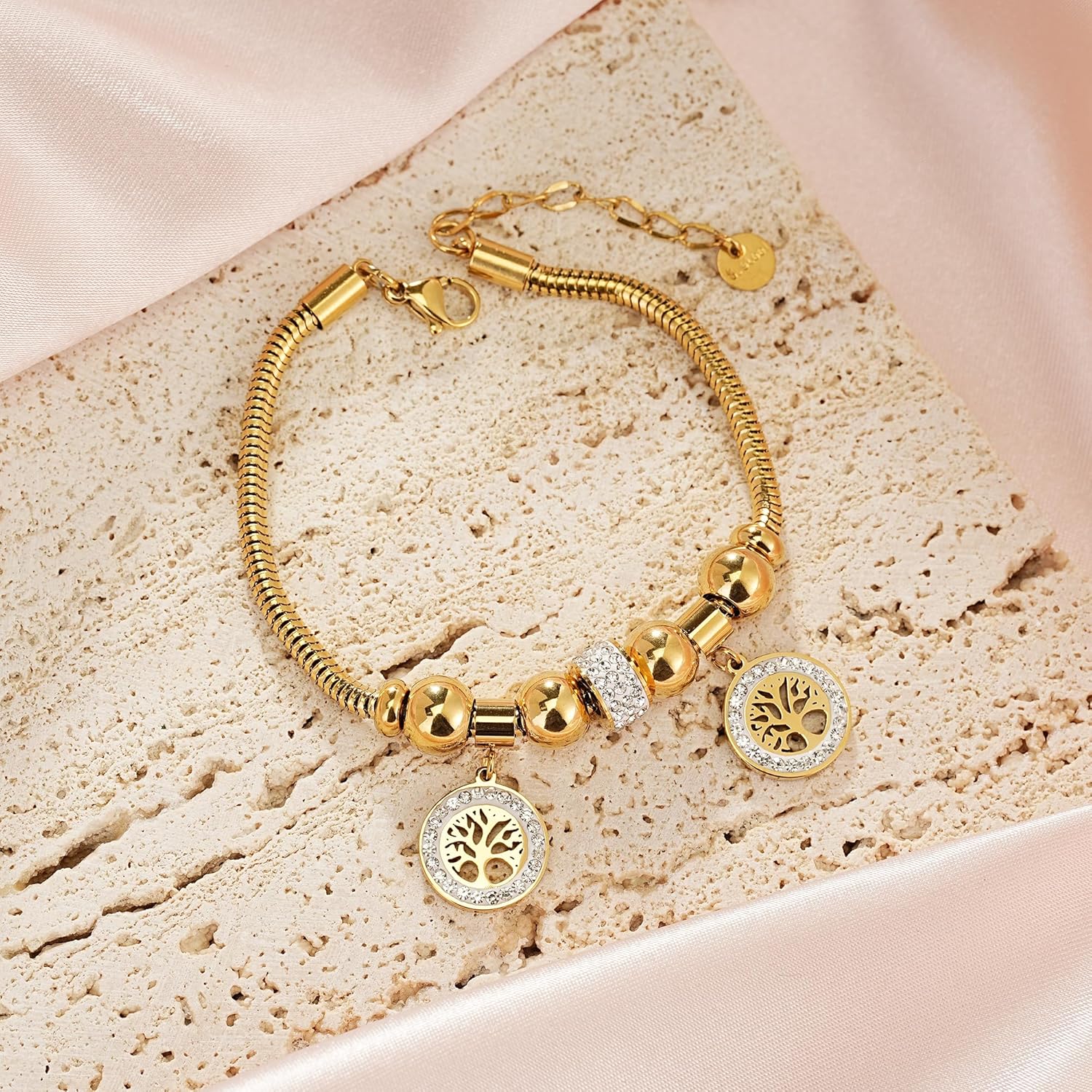 Evil Eye Bracelet for Women, Gold Tree of Life Adjustable Bracelet with Cubic Zirconia, Protection Jewelry for Everyday Wear - Image 3