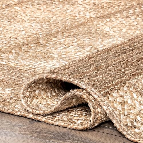 Miniatura 5 de nuLOOM Bronya - Alfombra de yute con azulejos sólidos, 5 x 8 pies, natural