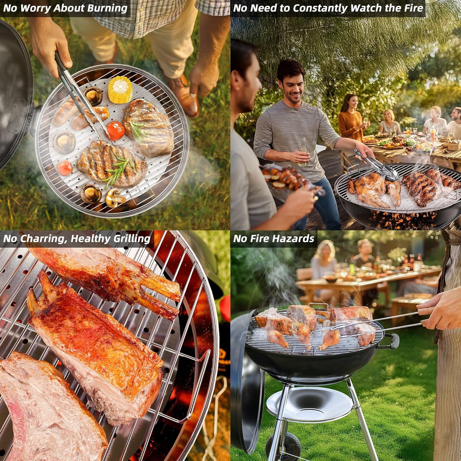 21.5" Grill Grate Replacement Part,Anti-Burning Replacement Grill Grate for Weber,Round Grill Part,Full Stainless Steel Cooking Grate for Charcoal Grill&Weber Kettle,Master-Touch,Performer