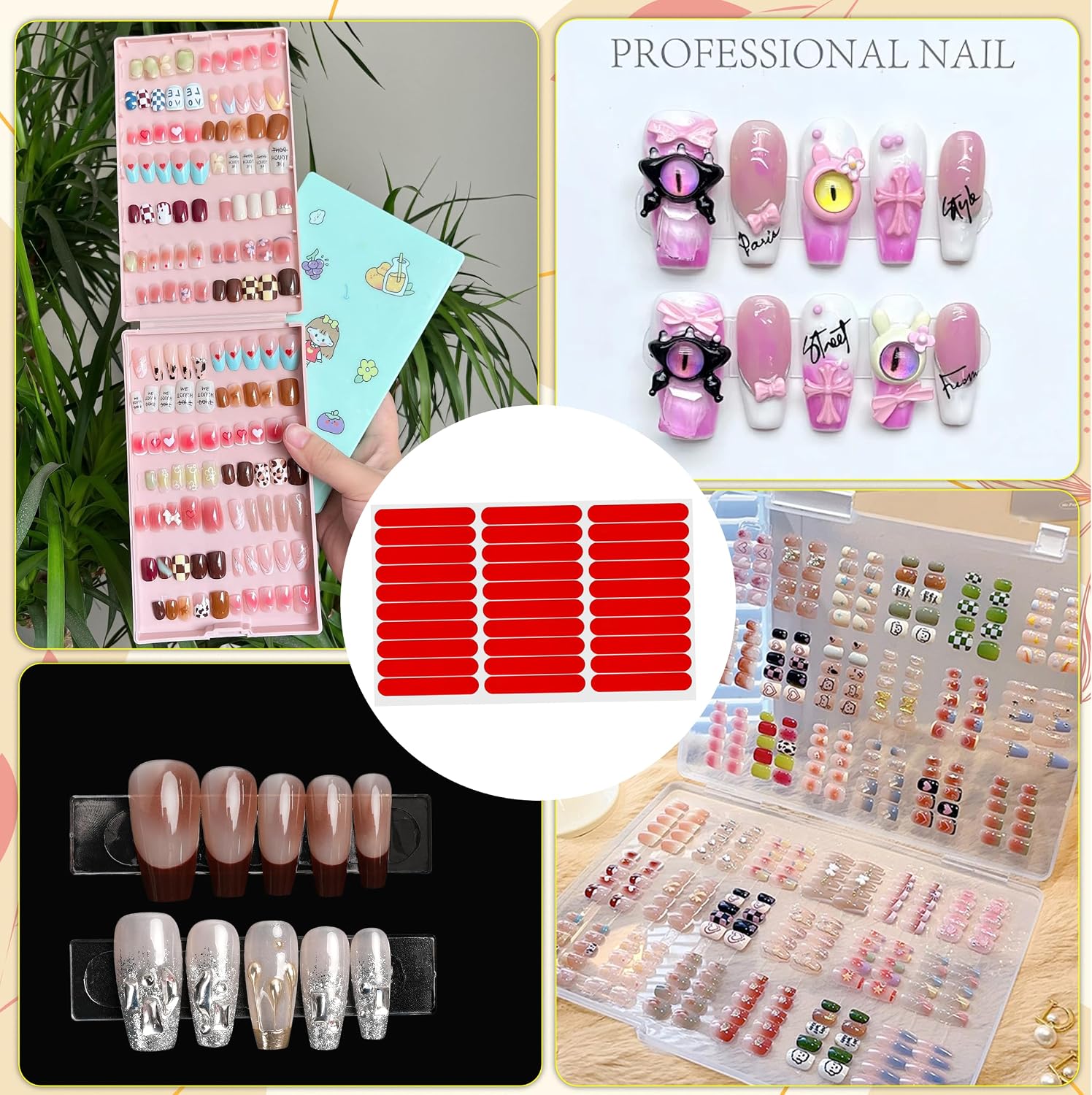 12 Sheets Double Sided Nail Tape for Press on Nails Salon Display image 4