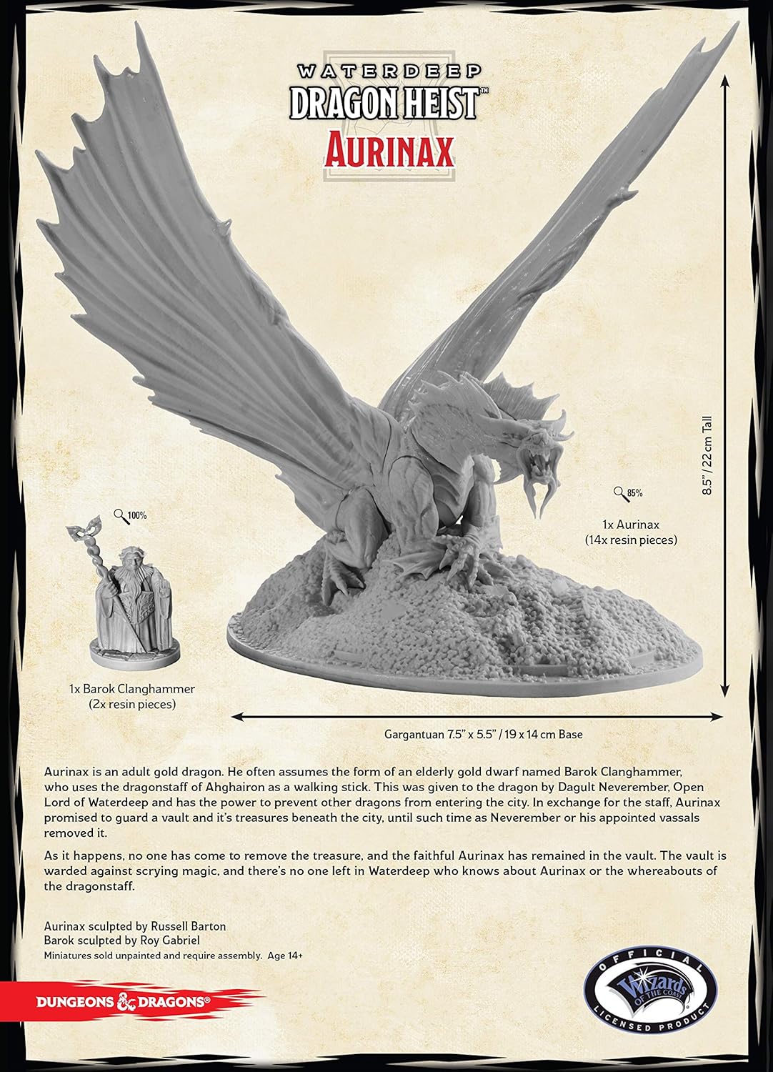 Gale Force Nine Dungeons & Dragons Dragon Heist: AURINAX (Gold Dragon) Collector's Series Miniature, Multicolor