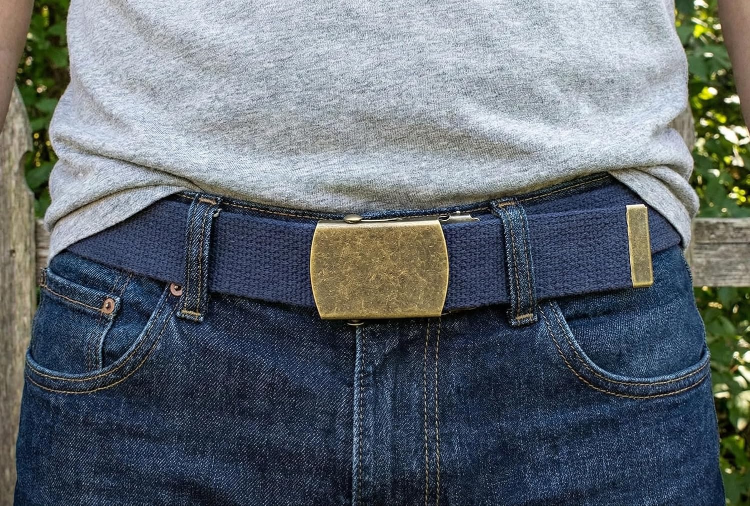 BC Belts Canvas Web Belt Military Style with Antique Brass Buckle 54" Long image 2