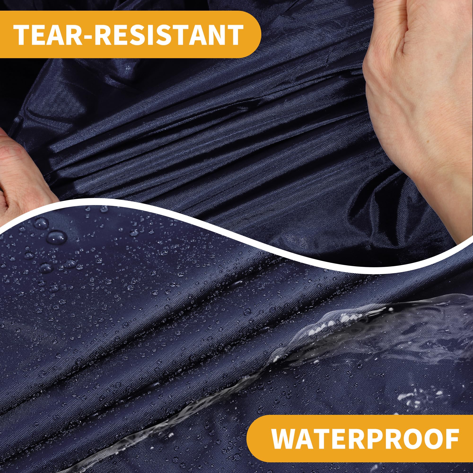 Partuto Waterproof All-Weather Universal Car Cover with Right Side Zipper Mirror Pocket 190T-PU Navy Blue Fits for SUV — view 7