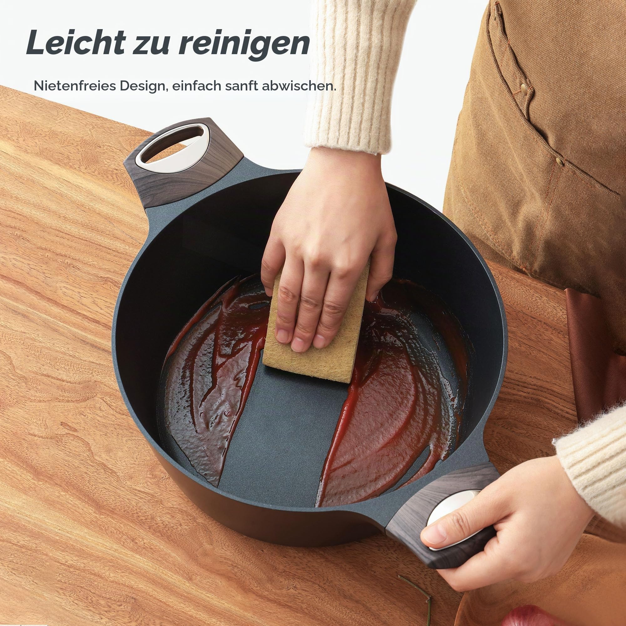 SENSARTE Antihaftbeschichteter Suppentopf mit Deckel, 6.2L Großer Kochtopf | Soßentopf Fleischtopf mit Glasdeckel für alle Herdarten, Induktionskompatibel, Gesund, Spülmaschinenfest