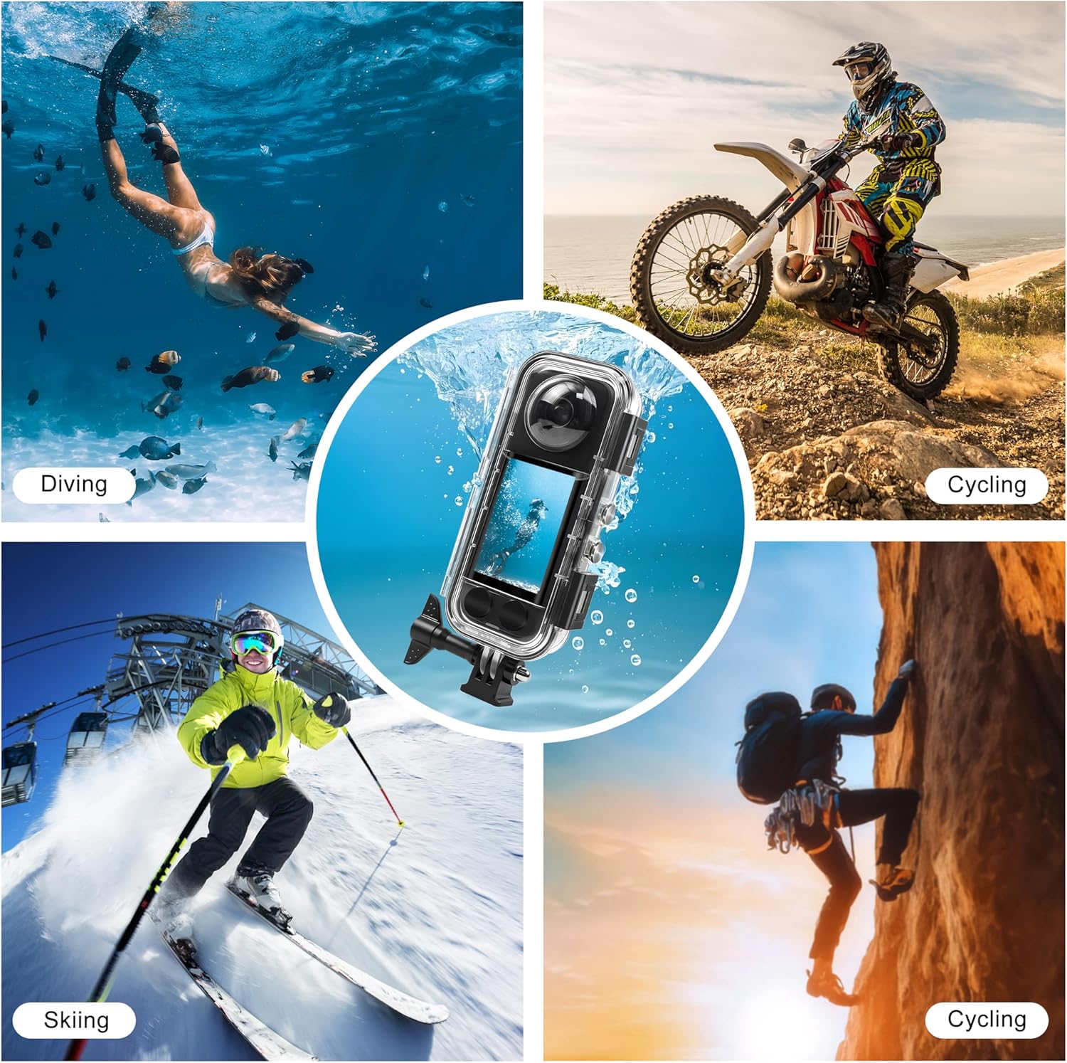 FitStill Waterproof Housing for Insta 360 X5, 40M Diving Depth, HD Optical Glass Lens, Dive Housing for Underwater Photography, Full Protection, X5 Accessories