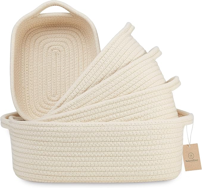 NaturalCozy 5-Piece Rectangle Storage Basket Set