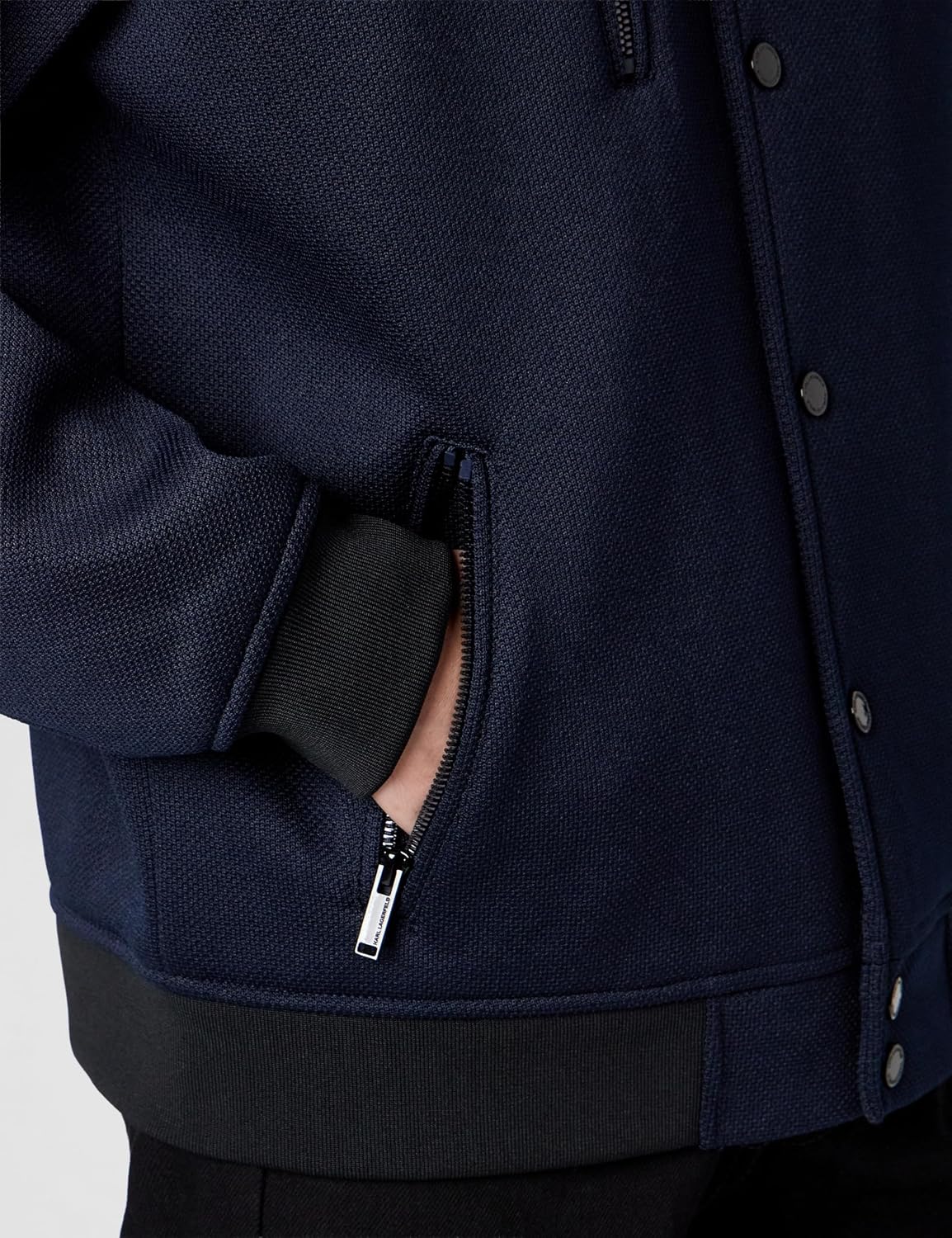 KARL LAGERFELD Men's Textured Bomber With Zipper Pockets